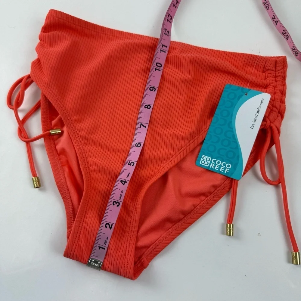 Coco Reef Bikini Bottom Womens Small Coral Ribbed Side Tie Swim NWT